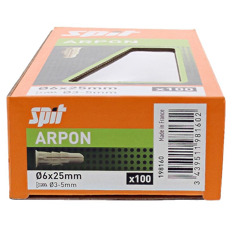 Achetez SPIT ARPON 6X25 GRAPPE / BOITE DE 100 en ligne sur MO-Shop