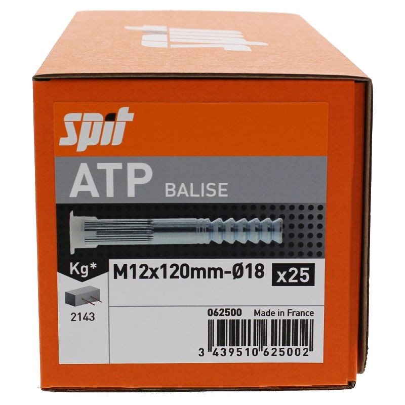 Achetez SPIT CHEVILLE SPIT ATP M12X120 SPECIAL BALISE AUTORELEVABLE / BOITE DE 25 en ligne sur MO-Shop