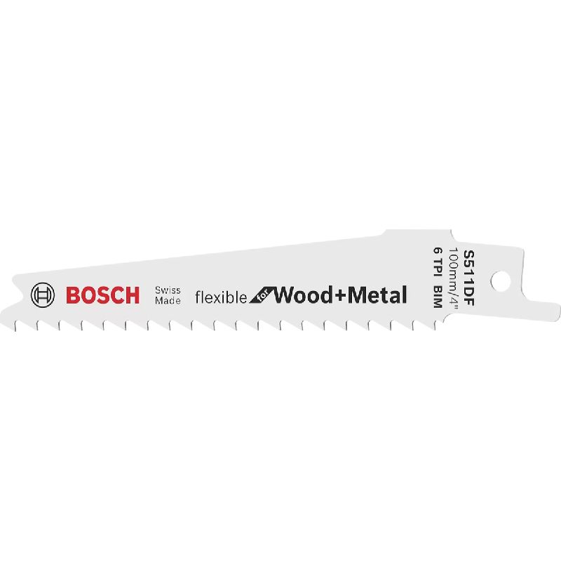 LAME SCIE SABRE 100MM FLEXIBLE BOSCH S511DF/DEMOLITION MÉTAL- BOIS  / LOT DE 5 / BOSCH